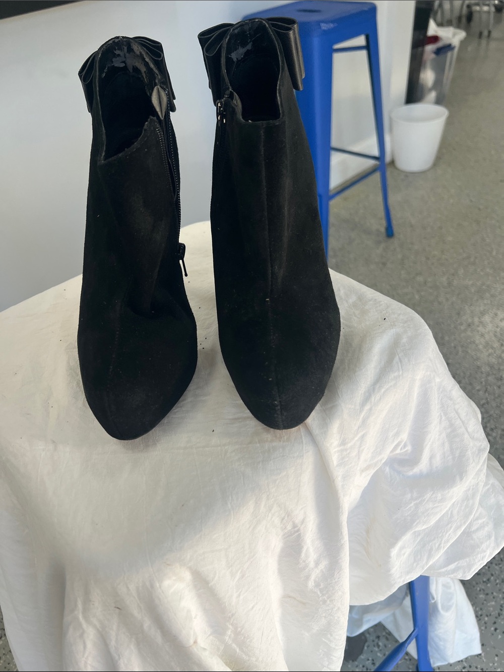 Dolce Vita Black Suede Ankle Booties with Back Bow Detail